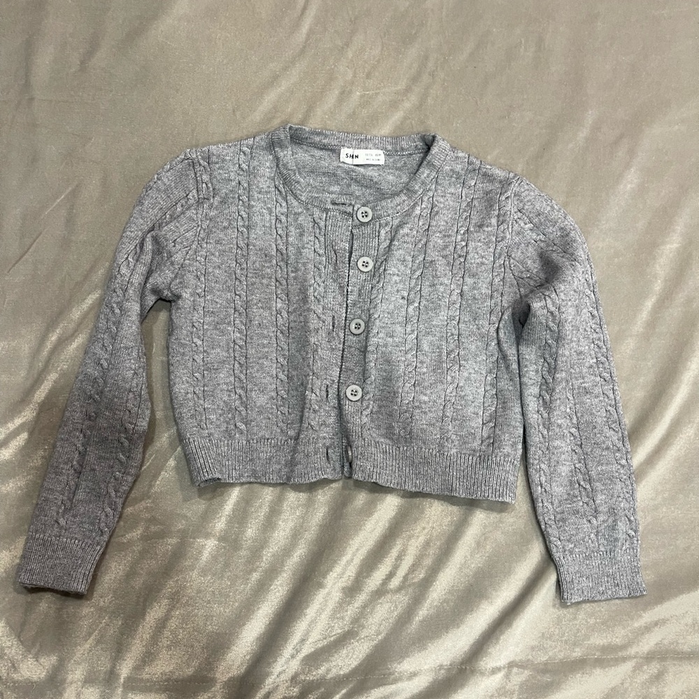 SHEIN Heather Gray Cable Knit Sweater